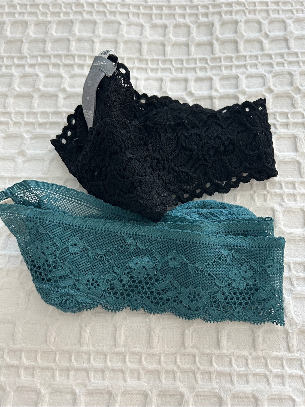 aerie Lace Thong Set - Black & Teal